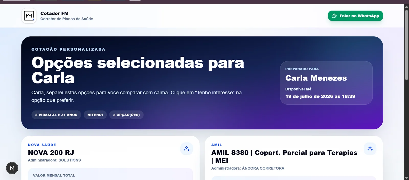 Apresentação pública de cotação do Cotador FM